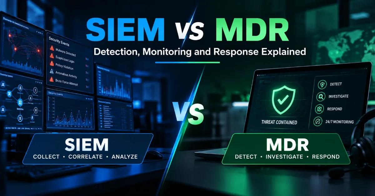 SIEM vs MDR: Detection, Monitoring and Response Explained